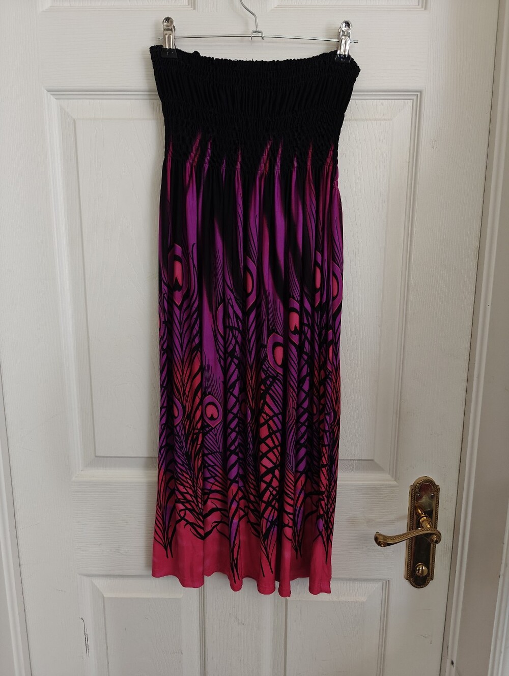 DJ PRODUCTION Smocked Strapless Peacock Dress